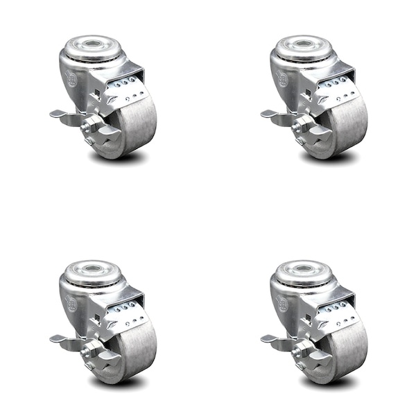 3 Inch Semi Steel Wheel Swivel Bolt Hole Caster Set with Brake